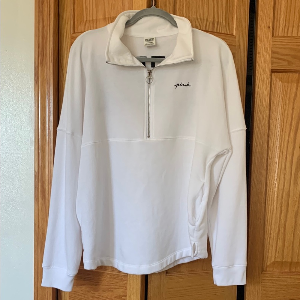 White PINK Quarter-Zip Pullover